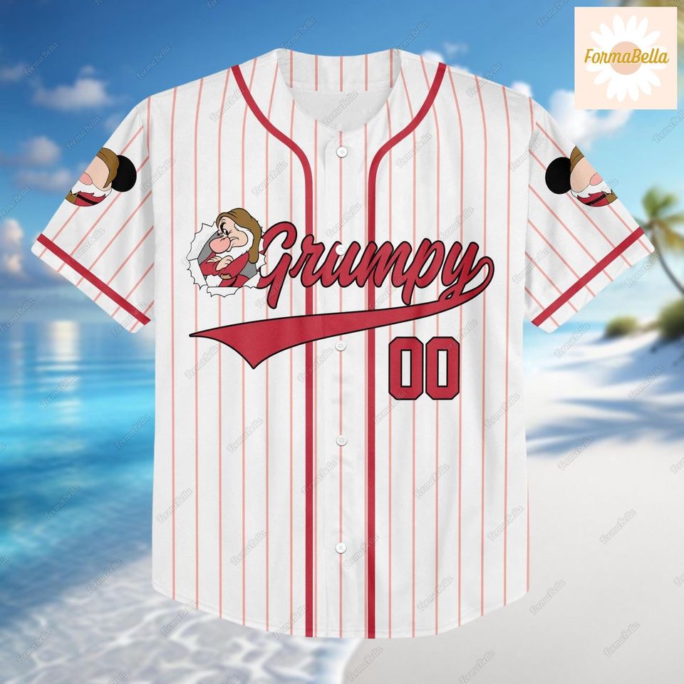 Grumpy Jersey Shirt, Personalized Baseball Jersey, Disney Grumpy Jersey, Seven Dwarfs