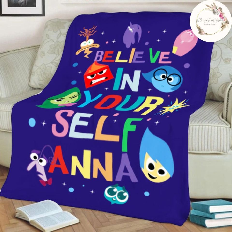 Personalized Disney Pixar Inside Out Blanket, Inside Out 2 Movie 2024 Blanket