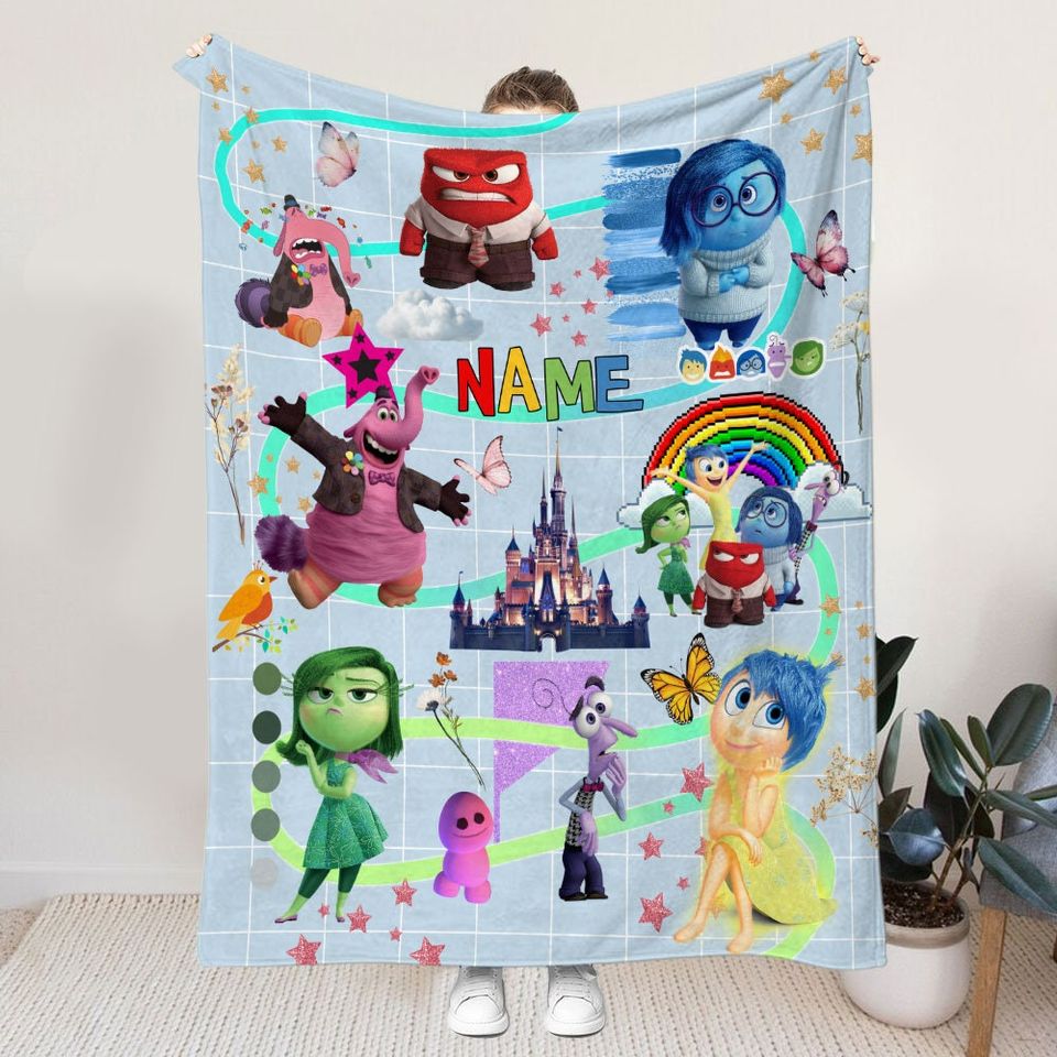 Personalized Disney Pixar Inside Out Characters Blanket, Watercolor Inside Out Friends Blankets