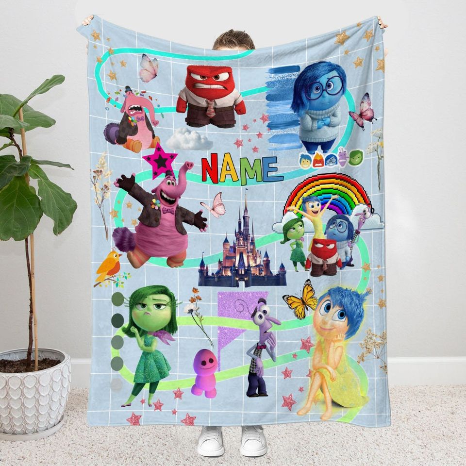 Personalized Disney Pixar Inside Out Characters Blanket, Watercolor Inside Out Friends Blankets