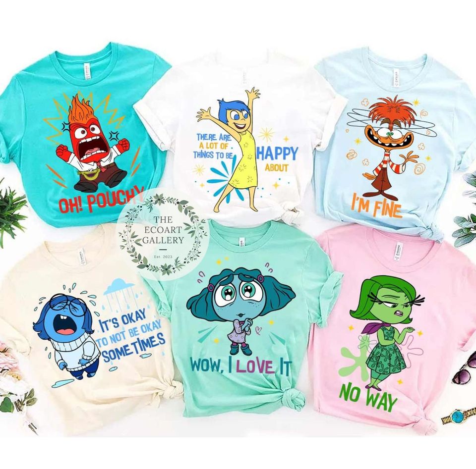 Personalized Disney Inside out 2 characters, Custom text Joy Sadness Anxiety