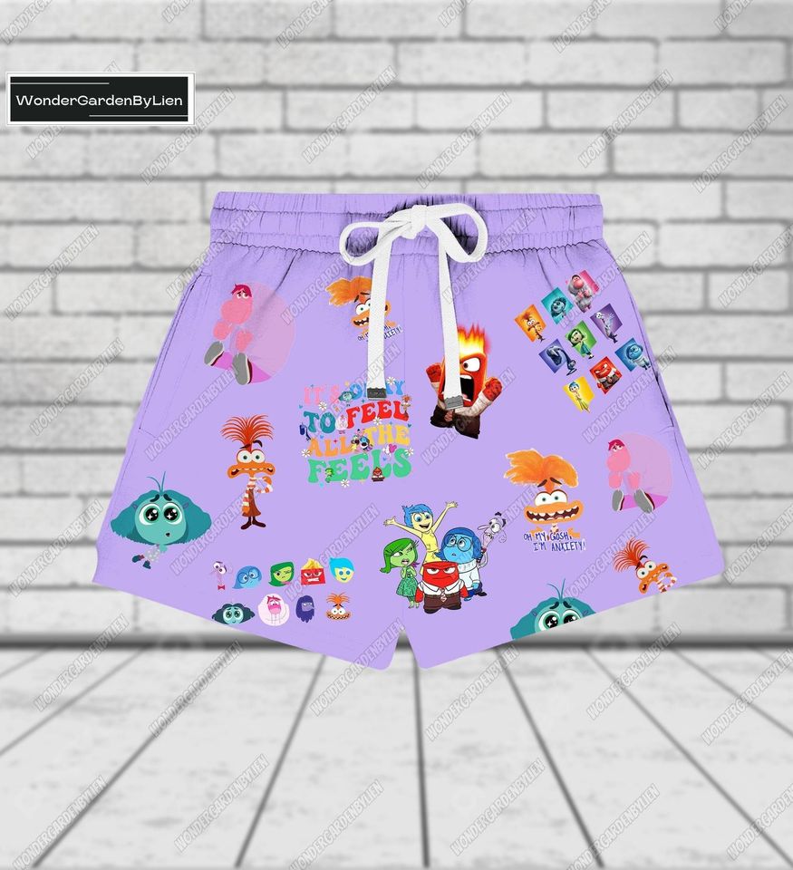 Inside Out 2 Tshirt Short Set, Inside Out 2 Character T-Shirt, Disney Pixar Pajamas