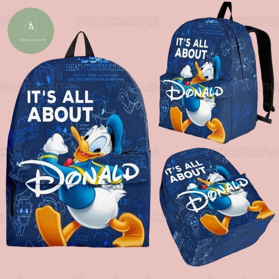 Donald Duck Backpack, Donald Student Backpack, Disneyland Backpack