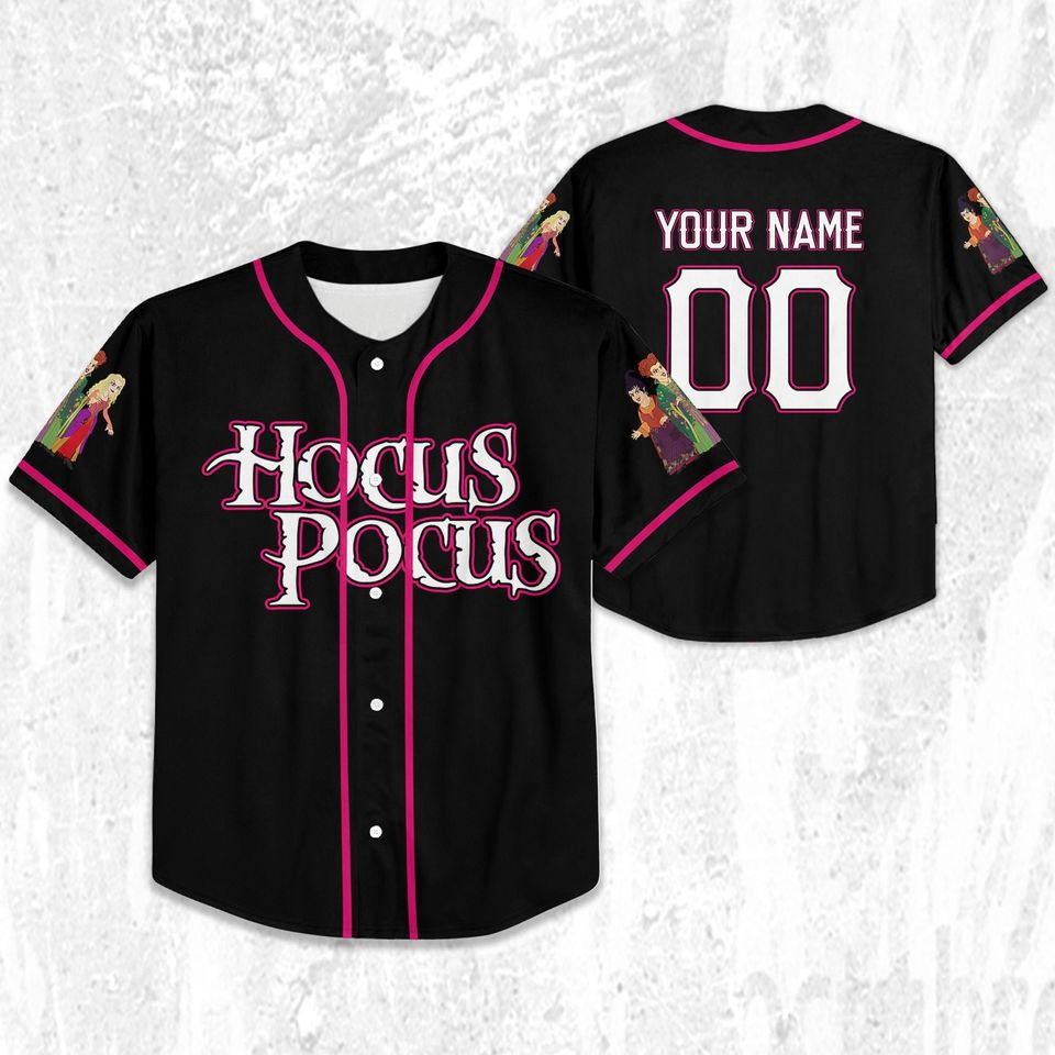 Personalized Hocus Pocus Sanderson Sisters Black Jersey, Disney Baseball Jersey