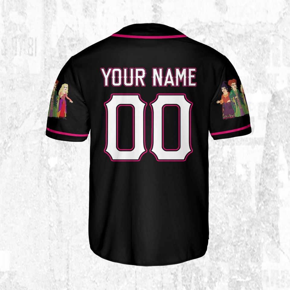 Personalized Hocus Pocus Sanderson Sisters Black Jersey, Disney Baseball Jersey