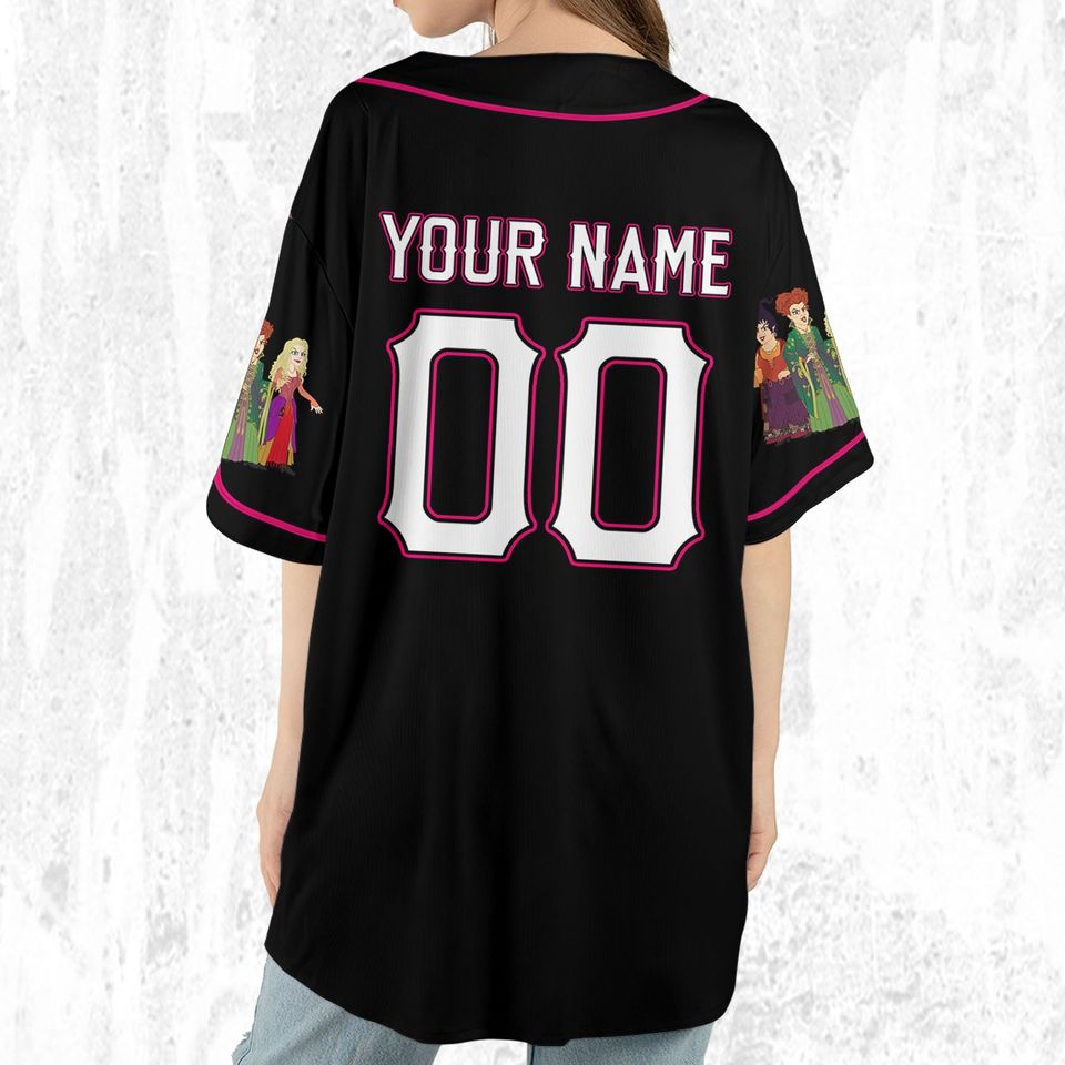 Personalized Hocus Pocus Sanderson Sisters Black Jersey, Disney Baseball Jersey