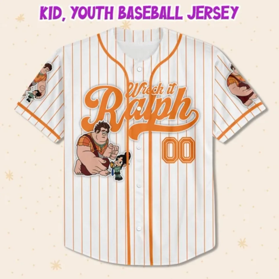 Custom Disney Wreck it Ralph Friendship Simple Stripe, Custom Baseball Jersey