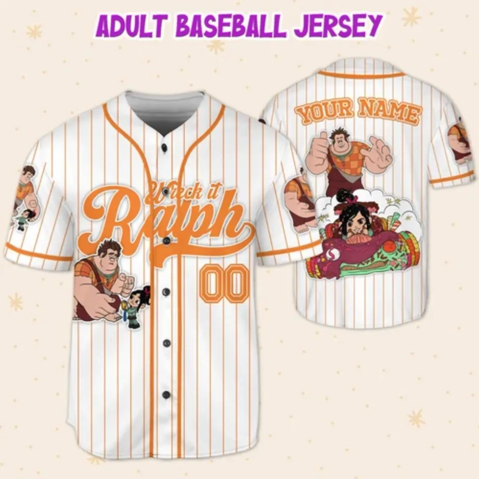 Custom Disney Wreck it Ralph Friendship Simple Stripe, Custom Baseball Jersey