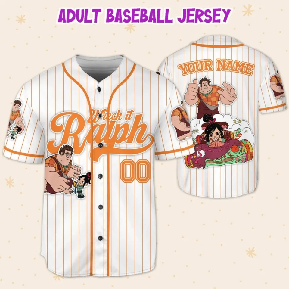 Custom Disney Wreck it Ralph Friendship Simple Stripe, Custom Baseball Jersey