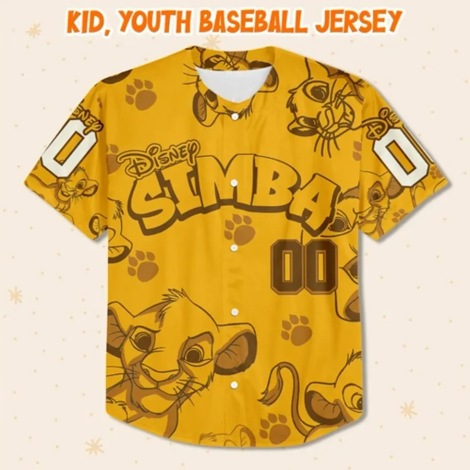Personalize Simba the Lion King Disney, Custom Disney Baseball Jersey