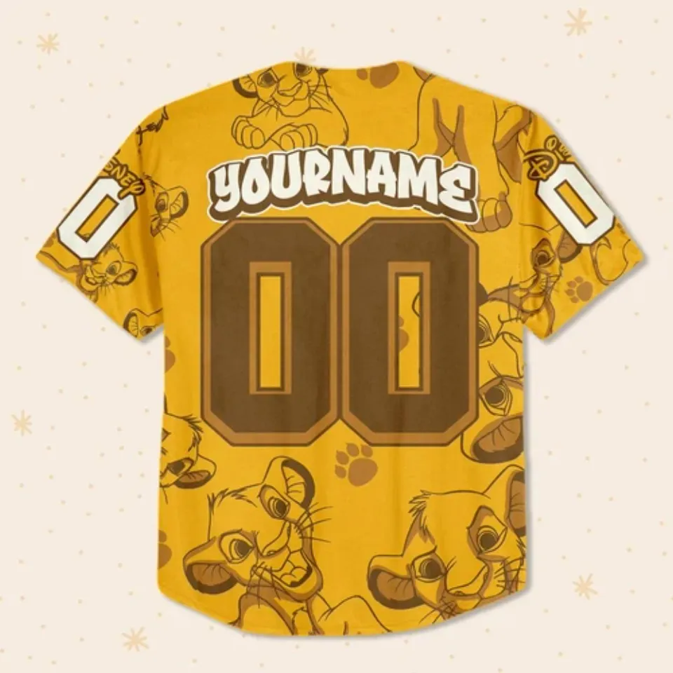 Personalize Simba the Lion King Disney, Custom Disney Baseball Jersey