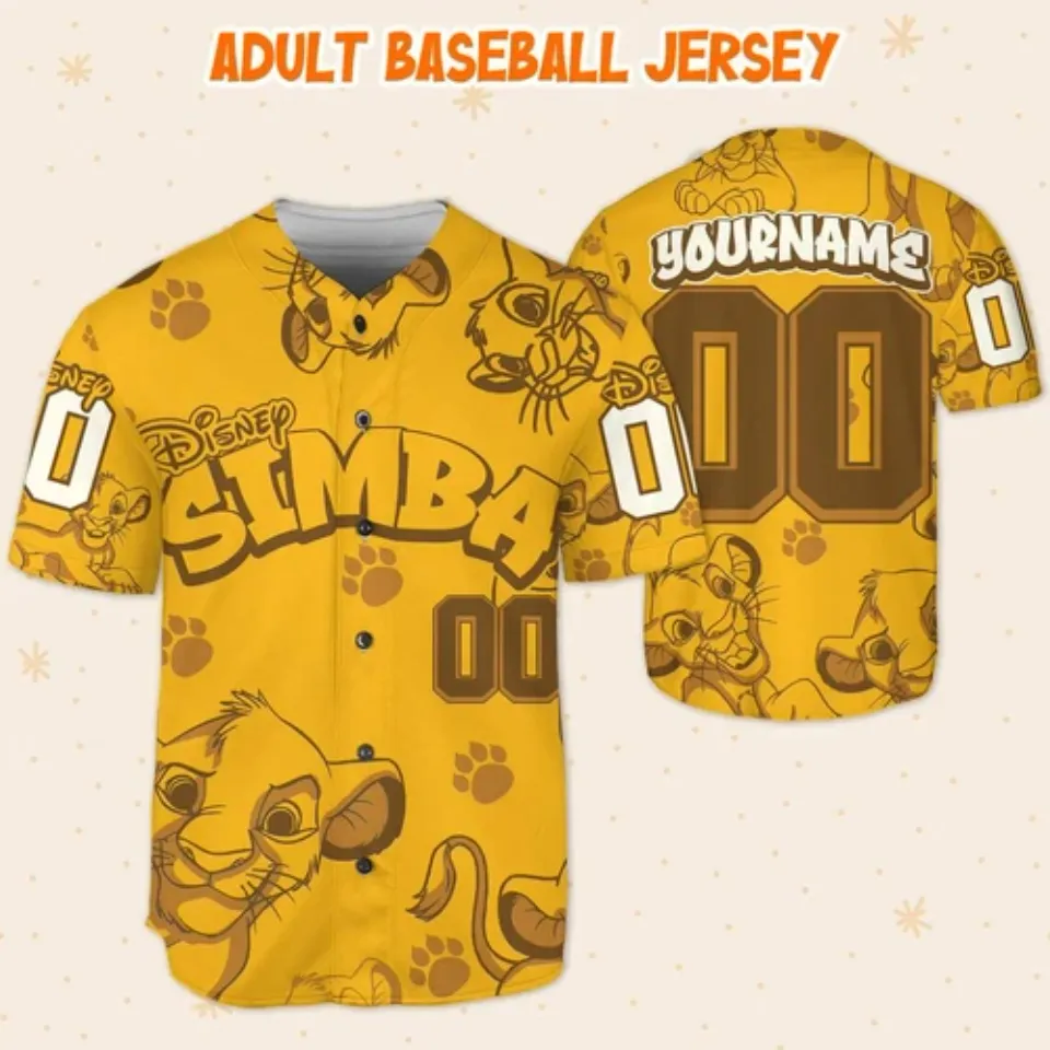 Personalize Simba the Lion King Disney, Custom Disney Baseball Jersey