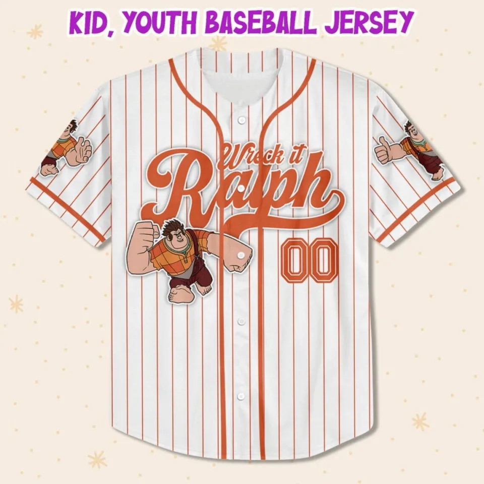 Custom Disney Wreck it Ralph Simple Stripe, Custom Baseball Jersey