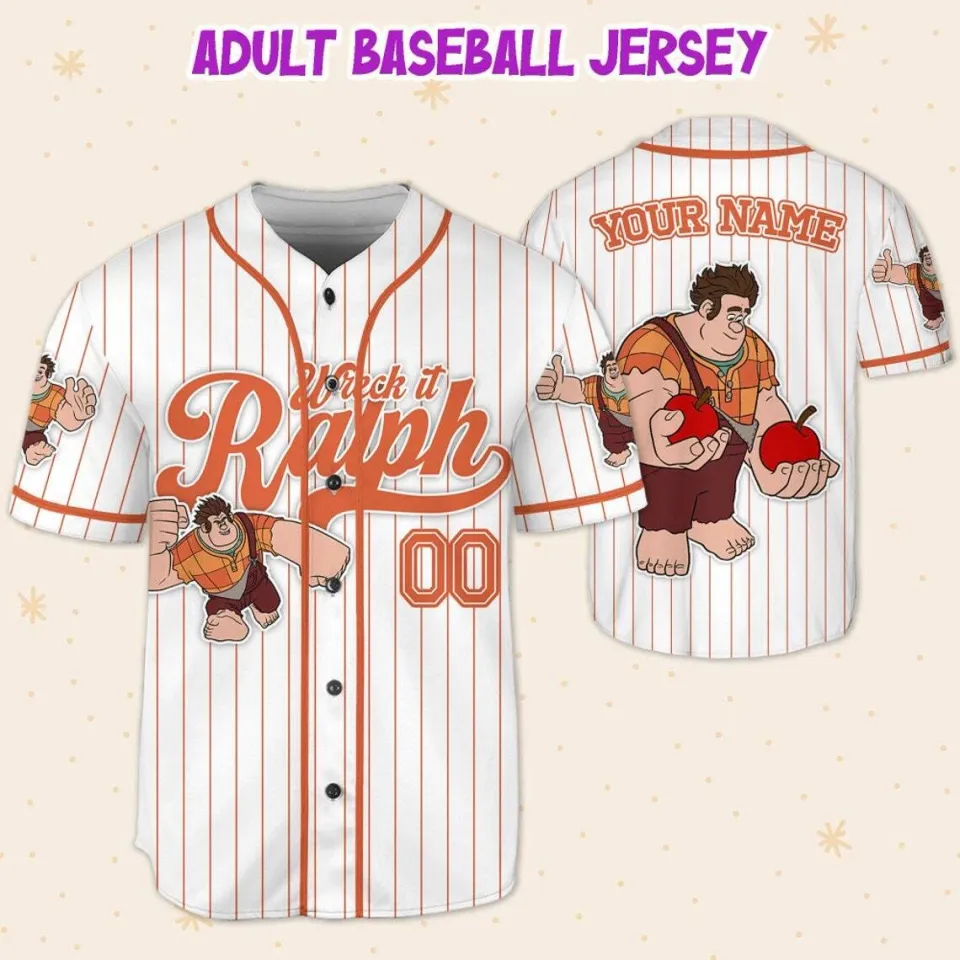 Custom Disney Wreck it Ralph Simple Stripe, Custom Baseball Jersey