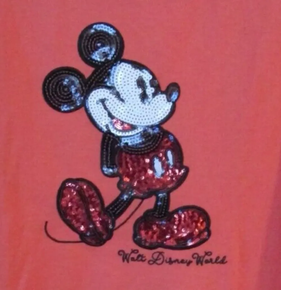 New Disney Parks Mickey Mouse Sequin Tee 3X Polyester Rayon Bust 58 Length 27.5