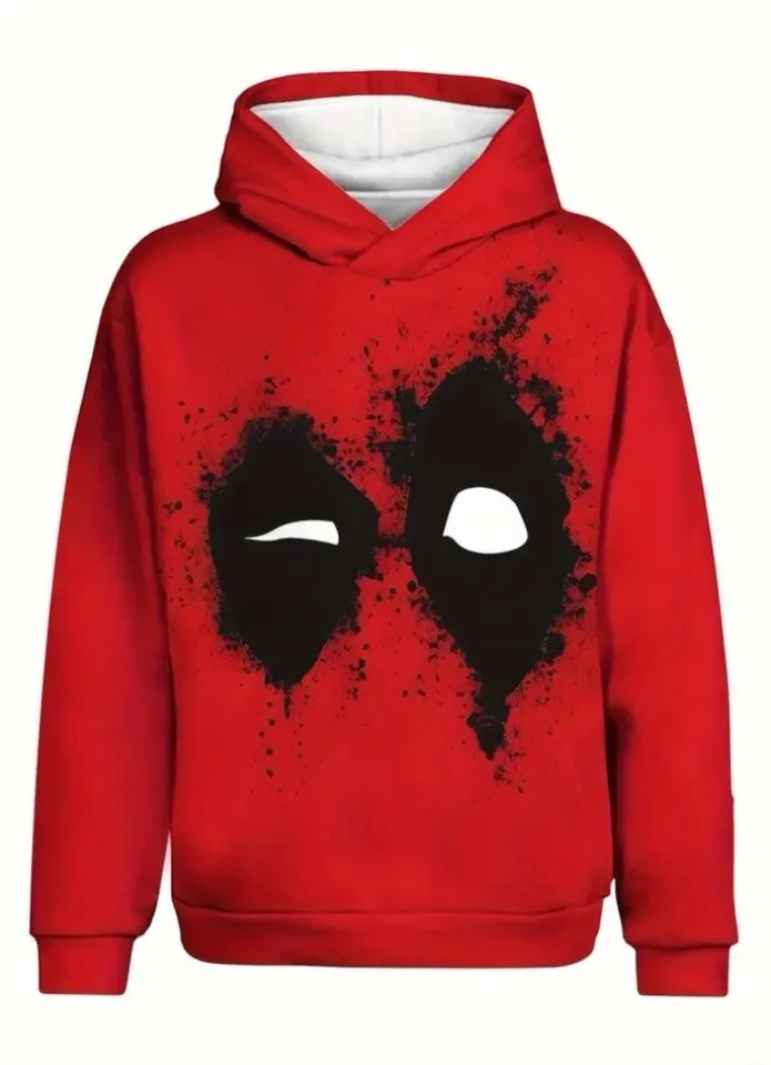 Marvel Deadpool Wolverine Movie 3D Graphic Pullover Hoodie Red Black White NEW