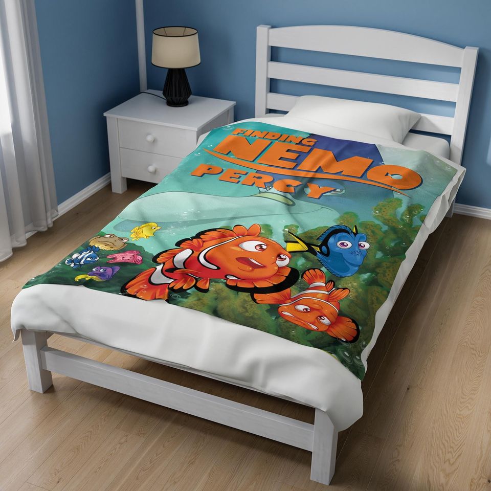 Personalized WatercolorDisney Finding Nemo Blanket, Custom Name Pixar Finding Dory Blanket