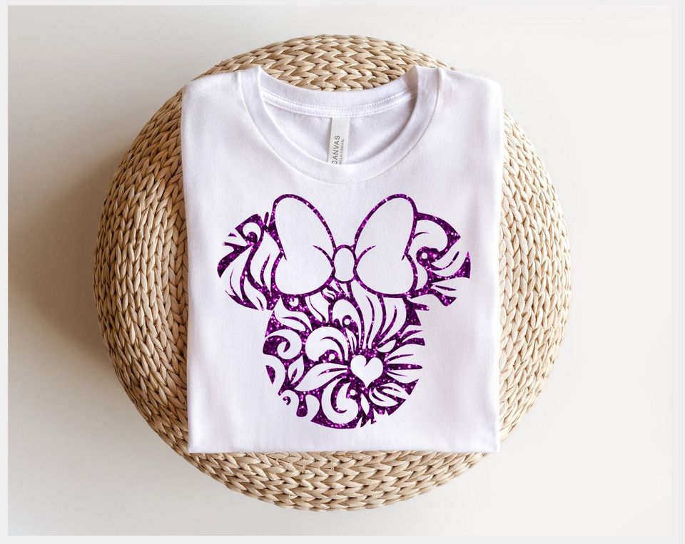 Disney Glitter Minnie Floral Glitter Shirt