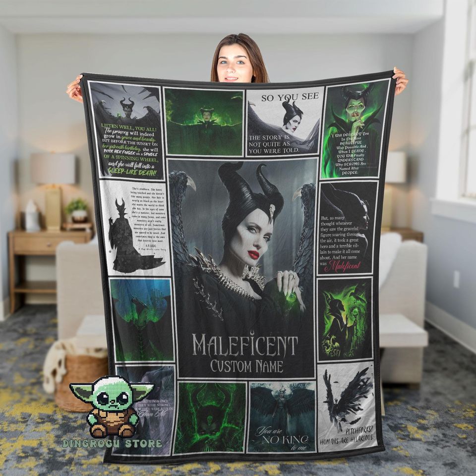 Custom Maleficent Pictures Collage Blanket, Disneyland Maleficent Fleece Blanket