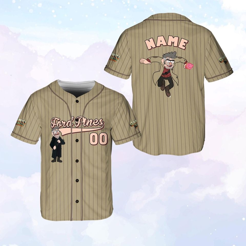 Custom Name Disney Gravity Falls Baseball Jersey, Gravity Falls Matching Cartoon