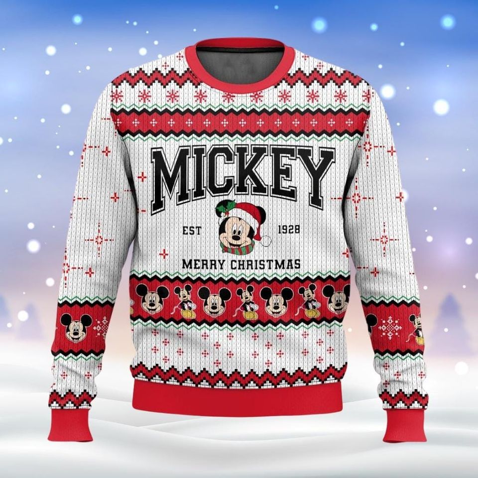 Disney Mickey Ugly Christmas Sweater, Mickey Mouse Holiday Sweater