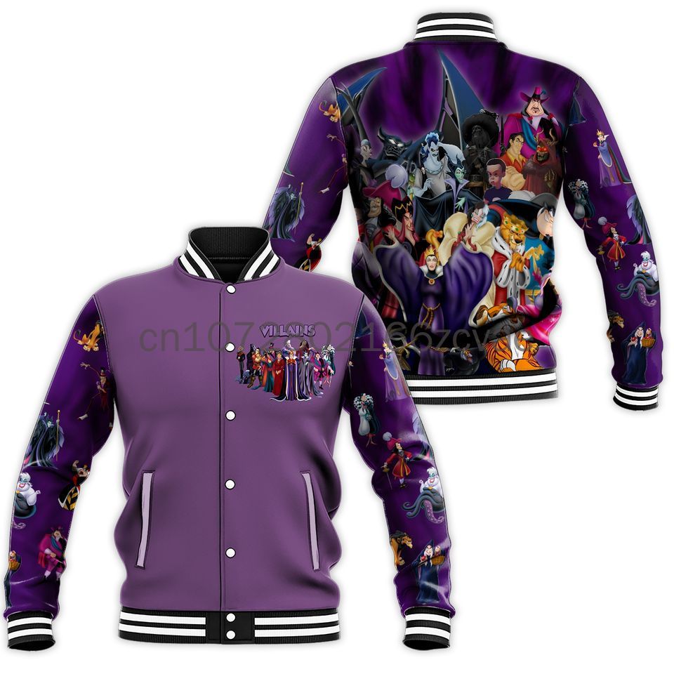 2024 New Villains Maleficent Baseball Jacket Disney Maleficent Casual Baseball Jacket