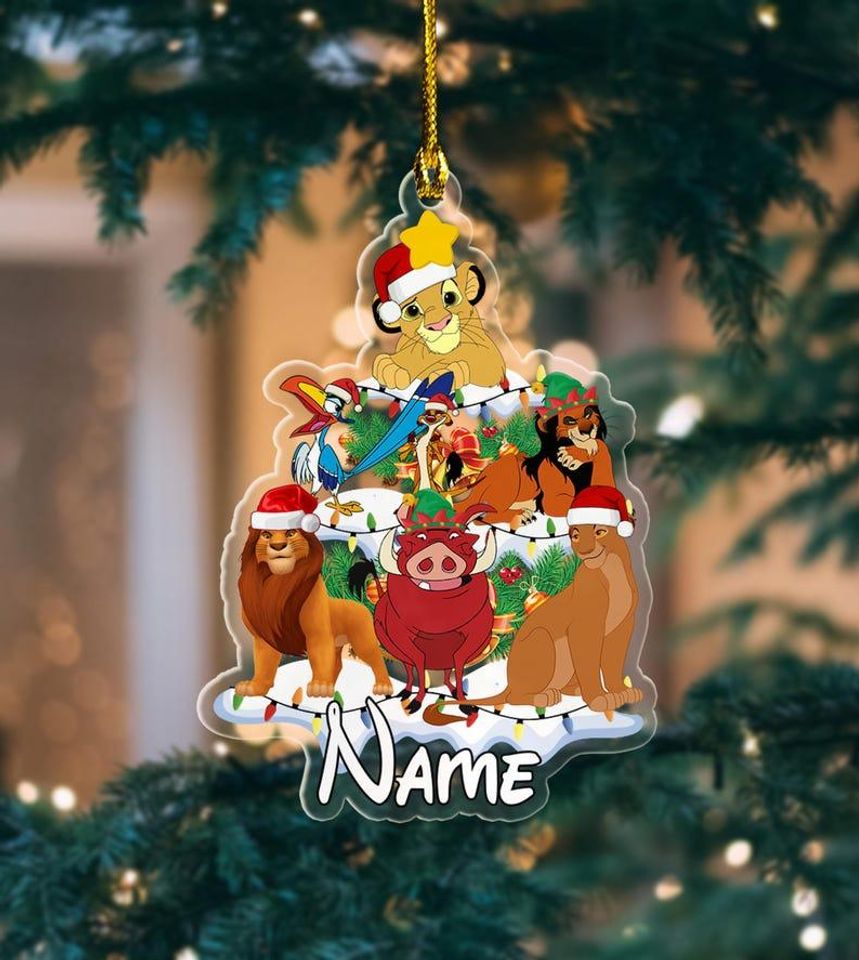 Disney Lion King Characters Acrylic Ornament, Simba Timon Pumbaa Christmas