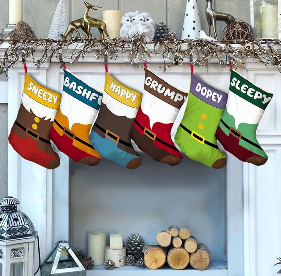 Personalized Disney Character Christmas Stocking, Snow White and The Seven Dwarfs Stocking