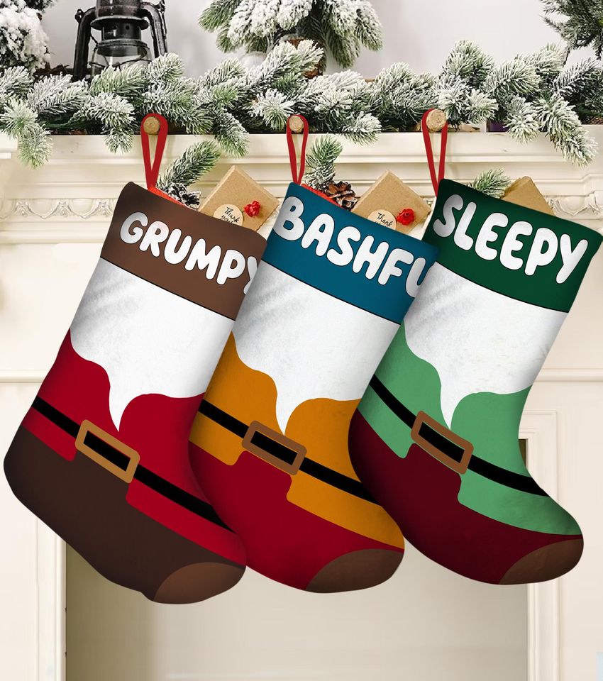 Personalized Disney Character Christmas Stocking, Snow White and The Seven Dwarfs Stocking