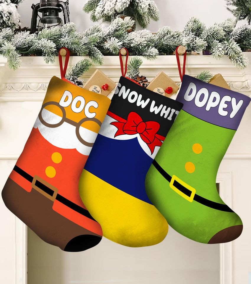Personalized Disney Character Christmas Stocking, Snow White and The Seven Dwarfs Stocking