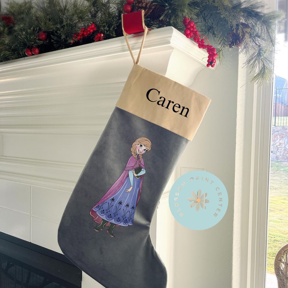 Personalized Velvet Disney Princess stocking, Custom Christmas Stocking