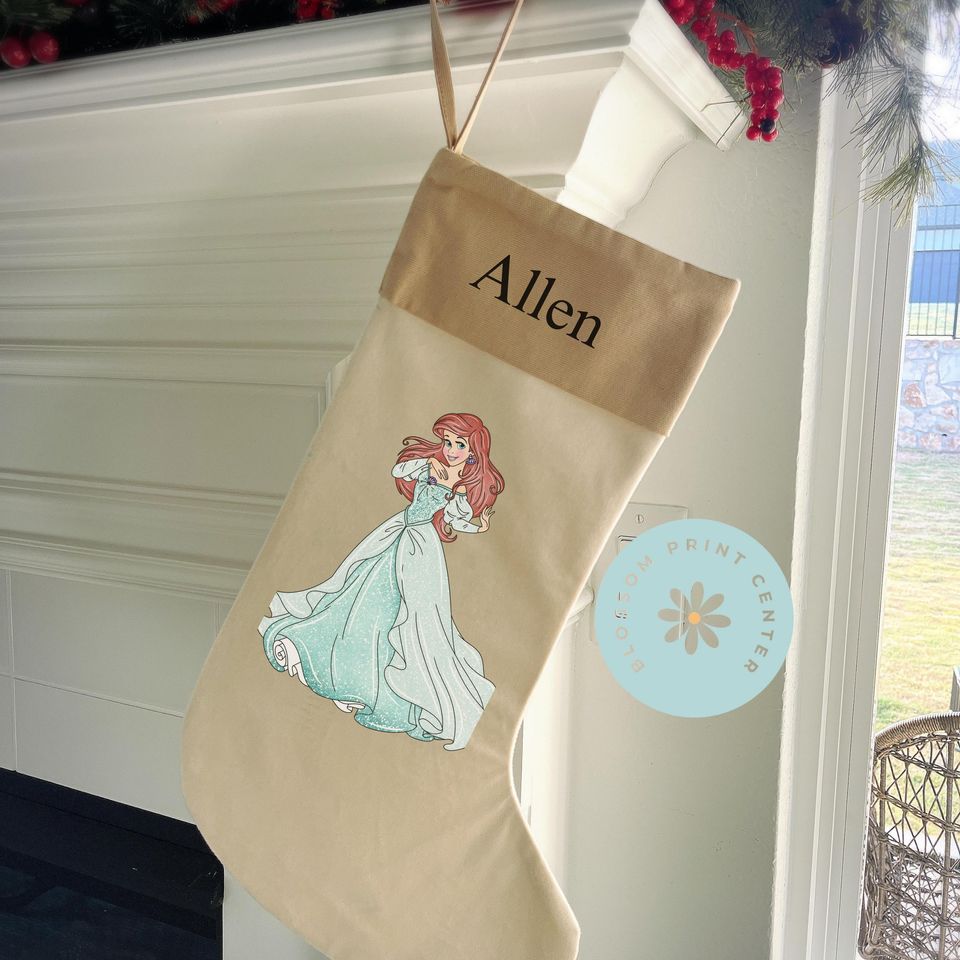 Personalized Velvet Disney Princess stocking, Custom Christmas Stocking