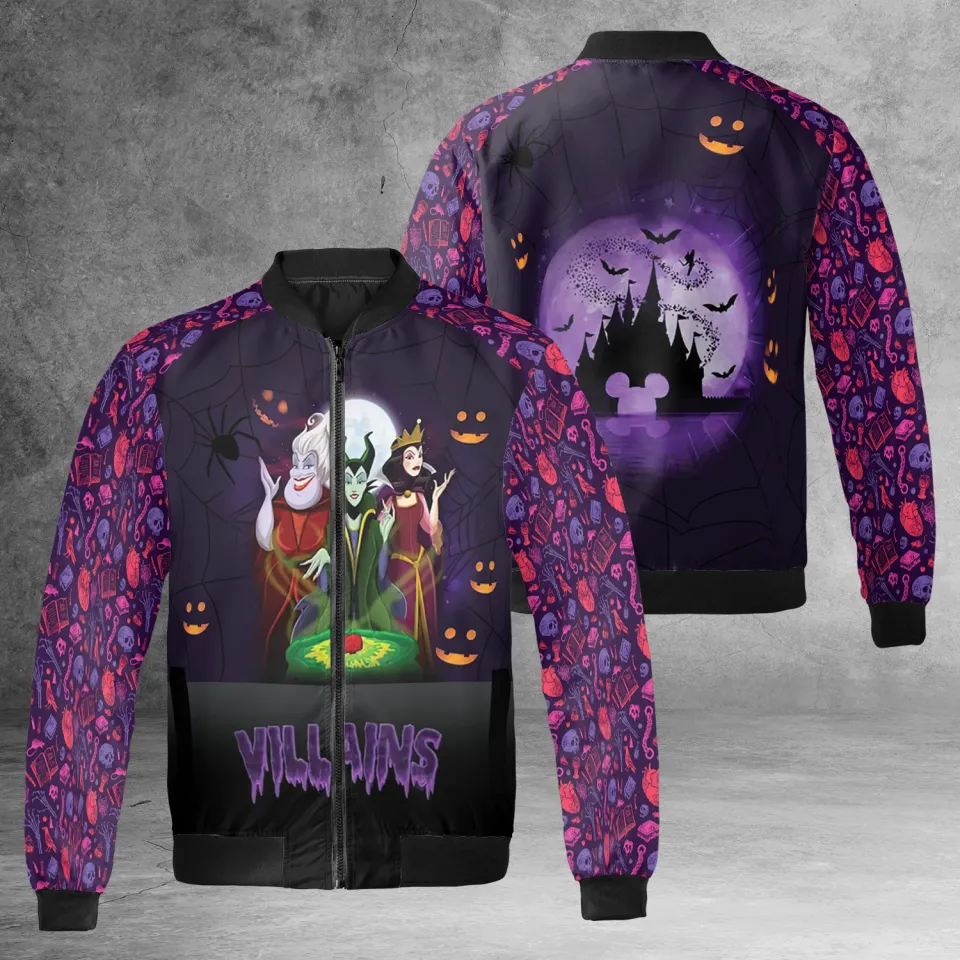 Villain Characters Group Ursula Maleficent Evil Queen Horror Themed Jacket