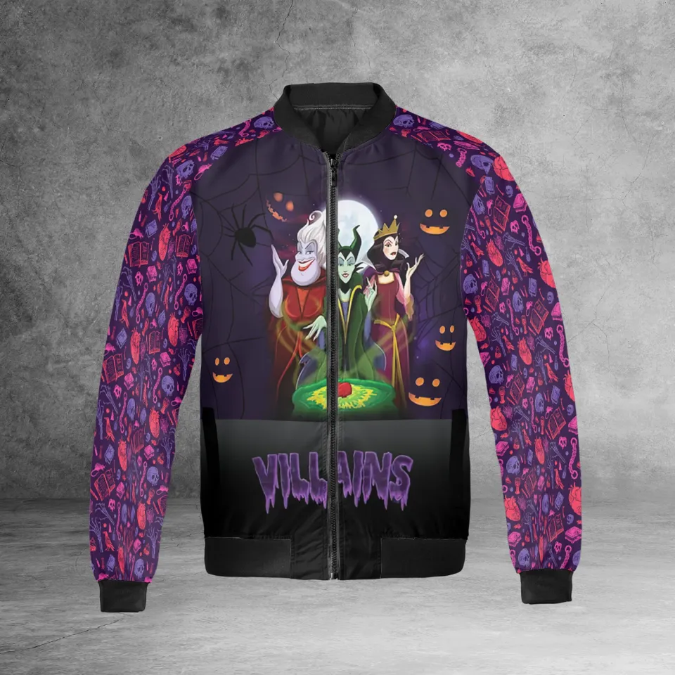 Villain Characters Group Ursula Maleficent Evil Queen Horror Themed Jacket