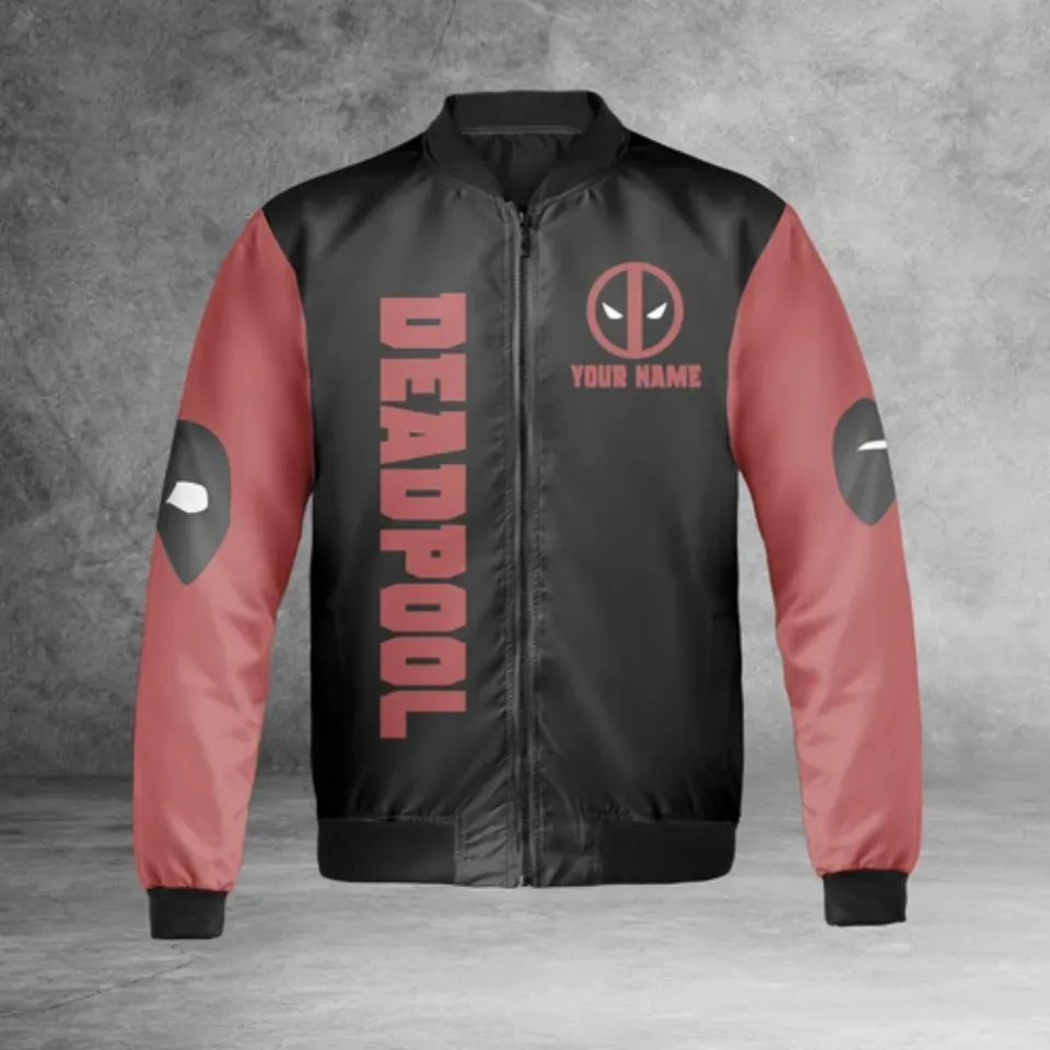 Personalized Deadpool Symbol Superhero Fans Gift Black Red Jacket