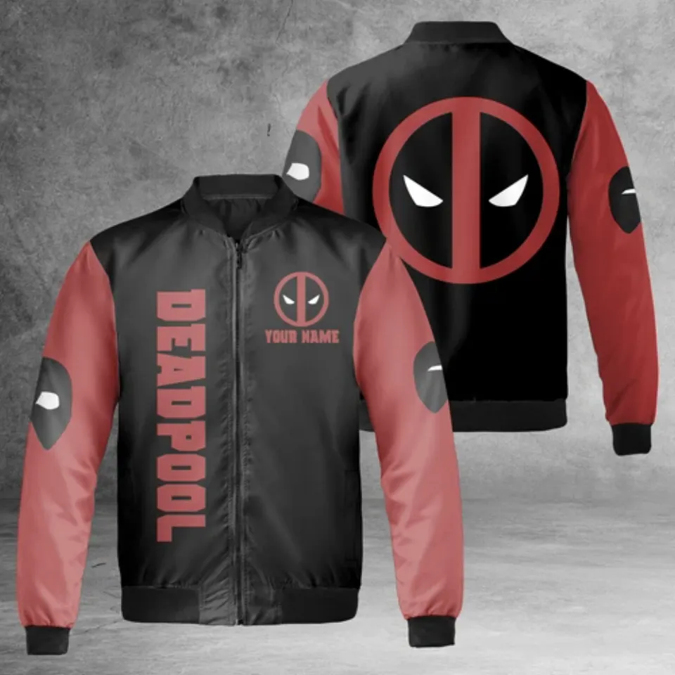Personalized Deadpool Symbol Superhero Fans Gift Black Red Jacket