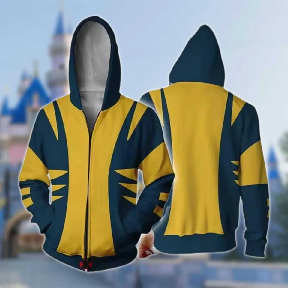 Wolverine Cosplay Costume Halloween X-men Zip Pattern Hoodie 3D