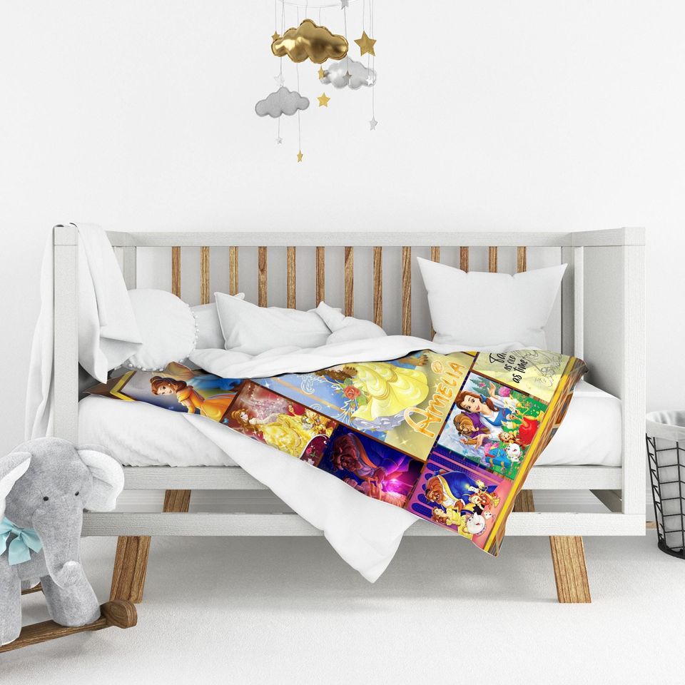 Personalized Beauty and the Beast Blanket/Disney Princess Belle Valentine Blanket/Beauty the Beast Blanket/Princess Birthday Blanket