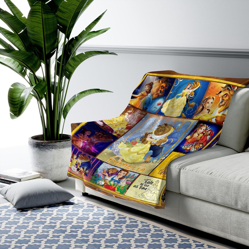 Personalized Beauty and the Beast Blanket/Disney Princess Belle Valentine Blanket/Beauty the Beast Blanket/Princess Birthday Blanket