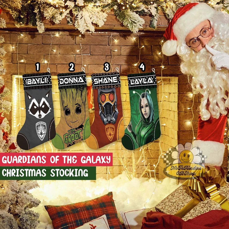 Personalized Superhero Disney Christmas Stocking, Marvel Guardians Of the Galaxy