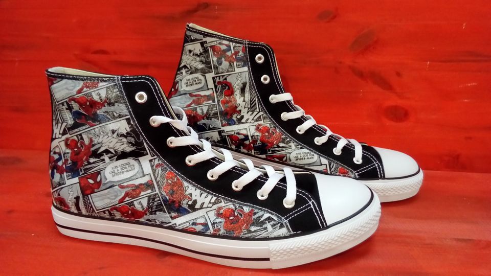 Hand Customised/Custom Marvel Spider Man theme trainers shoes high top sneaker