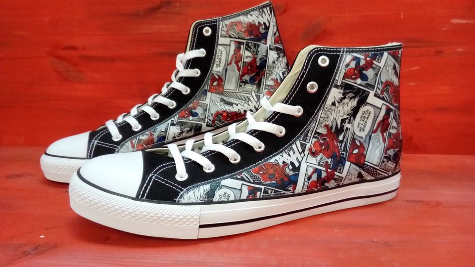 Hand Customised/Custom Marvel Spider Man theme trainers shoes high top sneaker