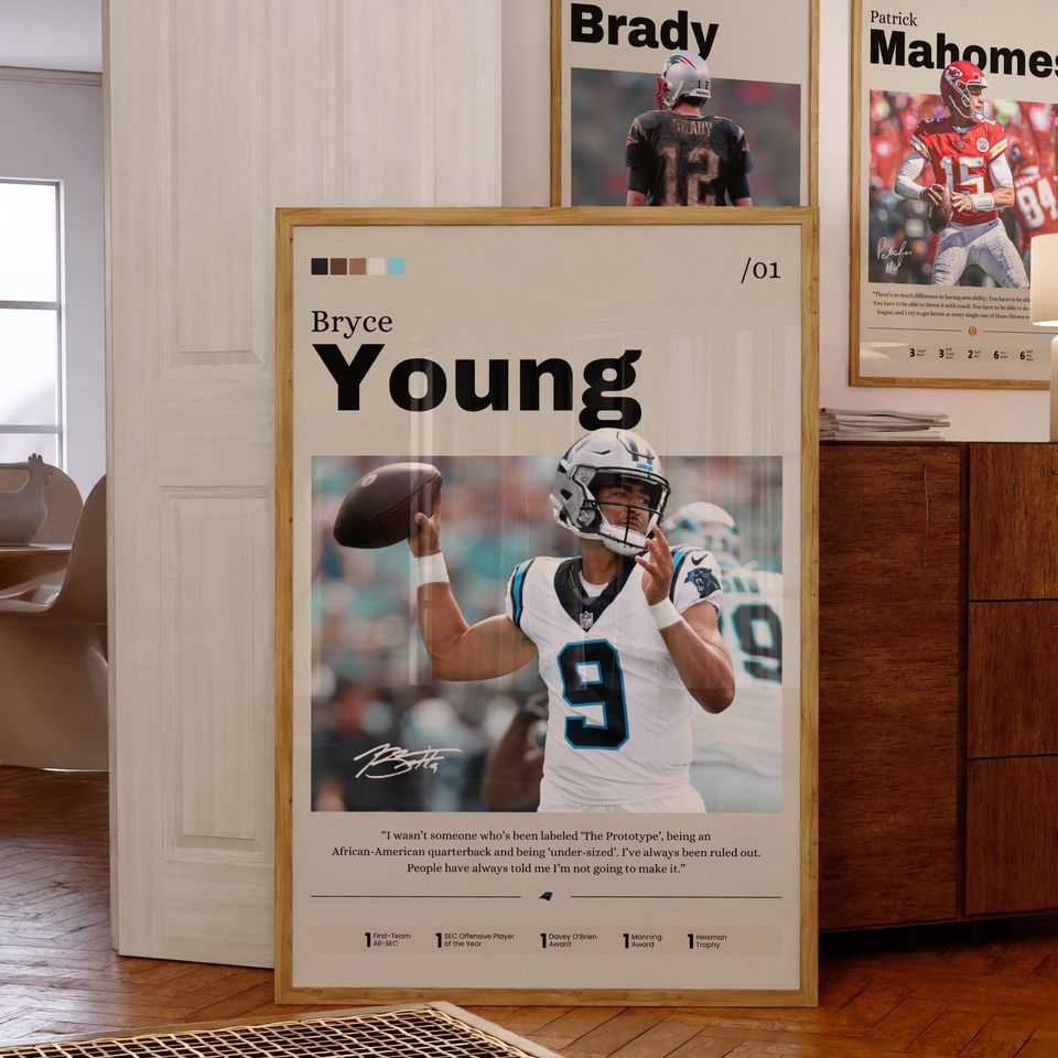 Bryce Young Poster, Bryce Young Print Decor, Football Art, Sports Fan Gift, Athlete Artwork, Carolina Panthers Poster, Man Cave Decor