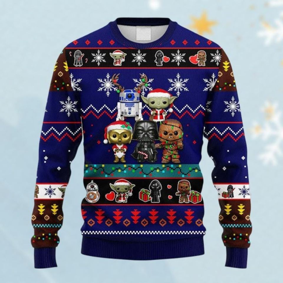 Star Wars Characters Christmas Ugly Sweater, Disney Christmas