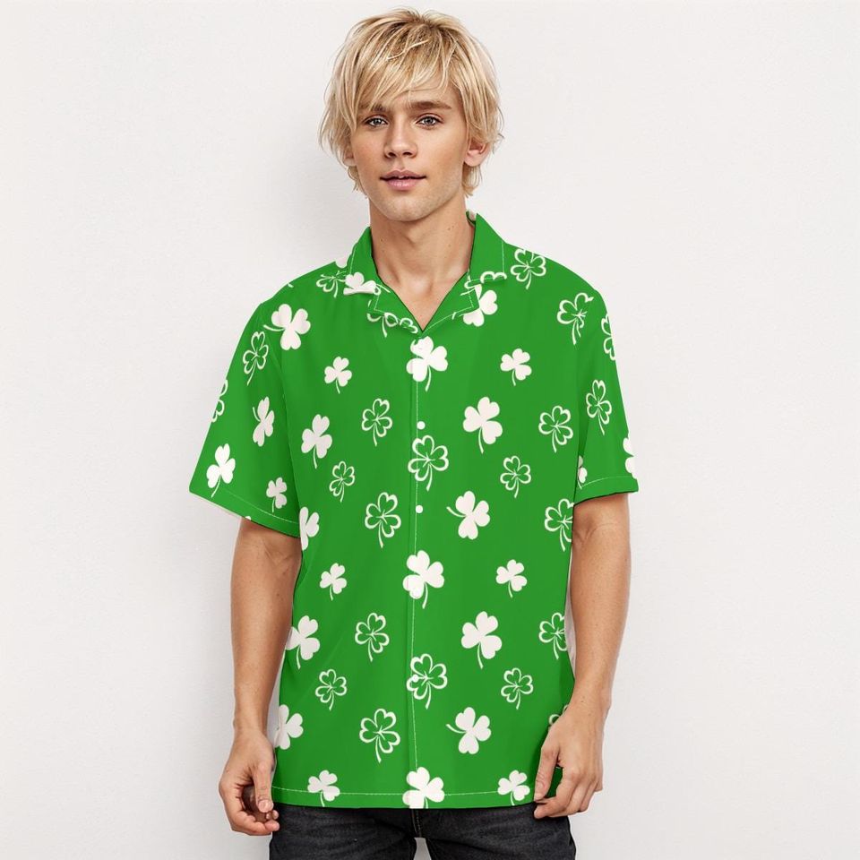 Shamrock Pattern Collared Shirt - Hawaiian Shirt - St. Patrick's Day Shirt