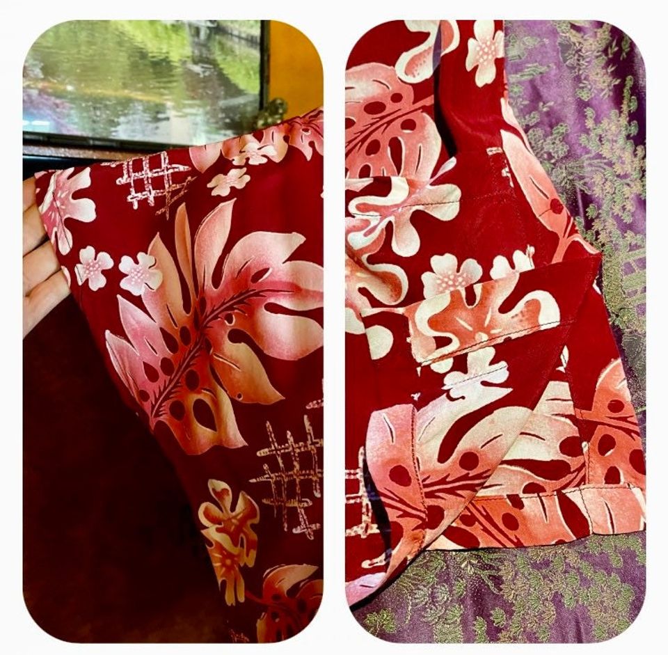 1940s Rayon Asian Hawaiian Teatimer Monstera Print M