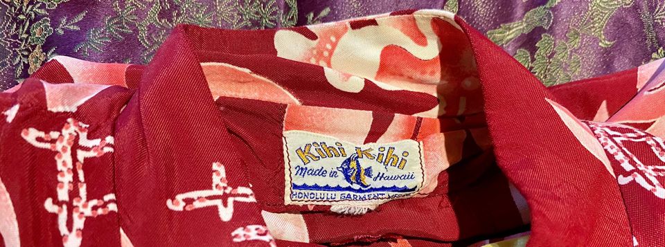 1940s Rayon Asian Hawaiian Teatimer Monstera Print M