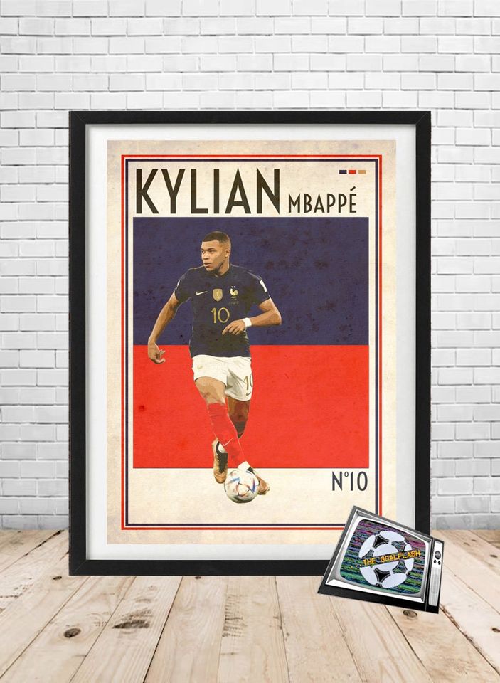 KYLIAN MBAPPE Retro style illustrated print