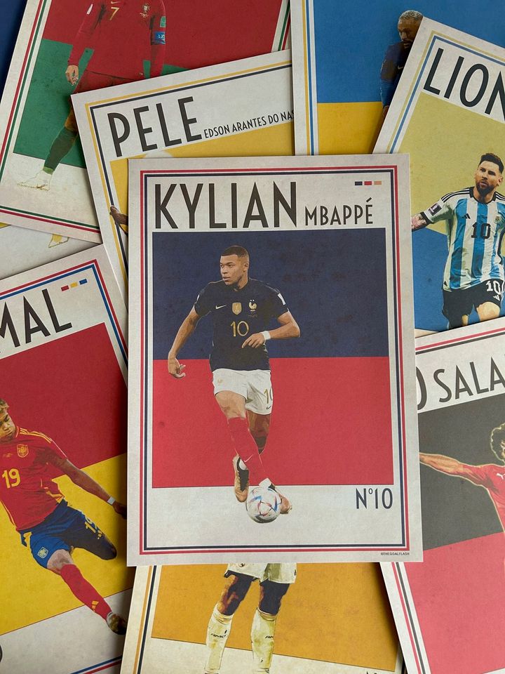 KYLIAN MBAPPE Retro style illustrated print
