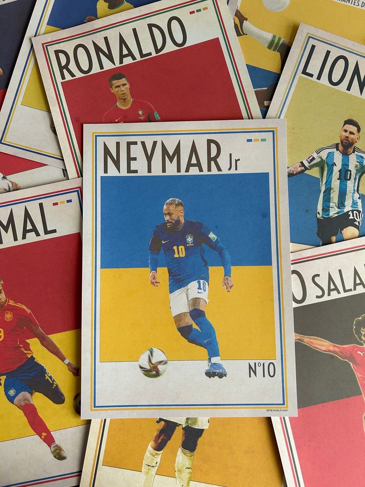 NEYMAR JR Retro style illustrated art print